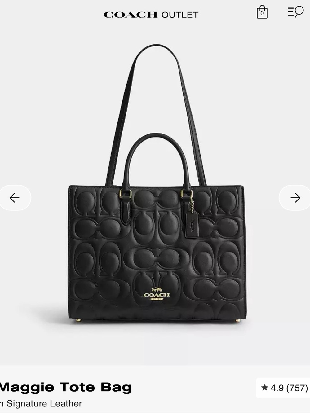 Coach Brown Maggie Quilted Tote with Gold Hardware